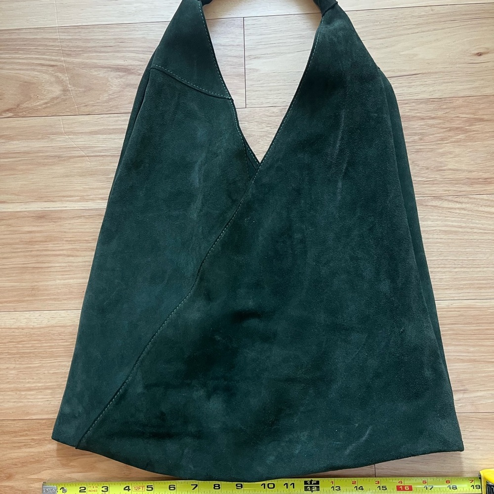 Genuine Green Suede Hobo Bag - Picture 3 of 7